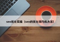 seo优化实操（seo的优化技巧和方法）